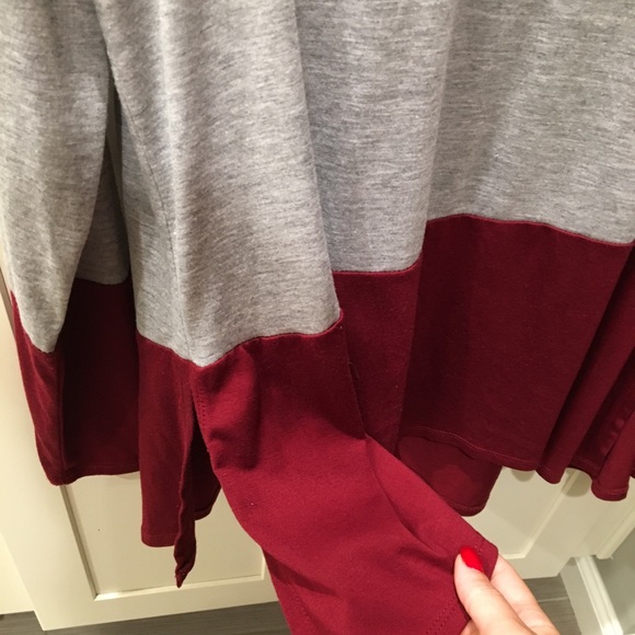 Cute Maroon & Grey Long Sleeved Shirt - Picture 2 of 2